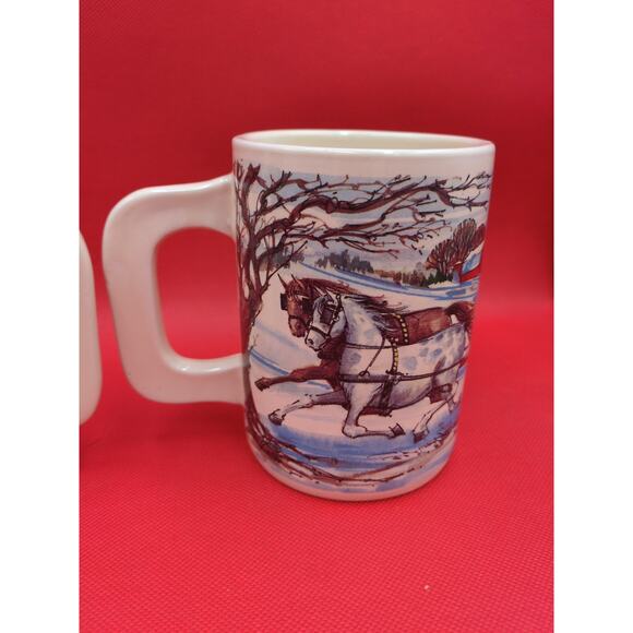 Victorian Christmas Mugs – Vintage Holiday Stoneware Set - Picture 4 of 15